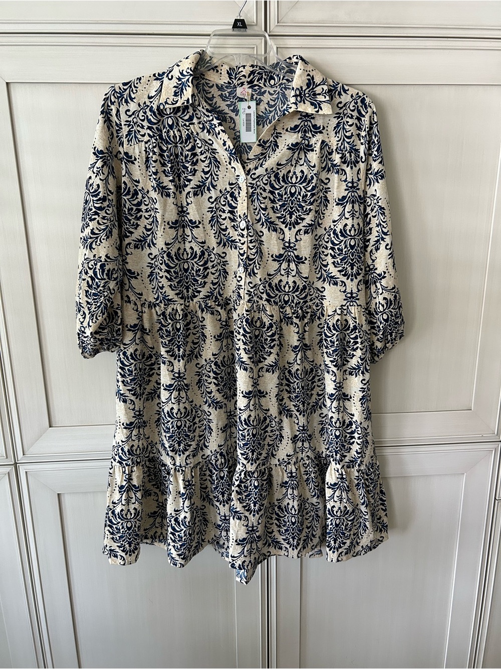 Like2Love Cream Tunic with Navy Floral Print